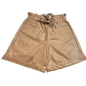 Kendall & Kylie Women’s Small Nude Tone Faux Leatherher Shorts Elastic Waist